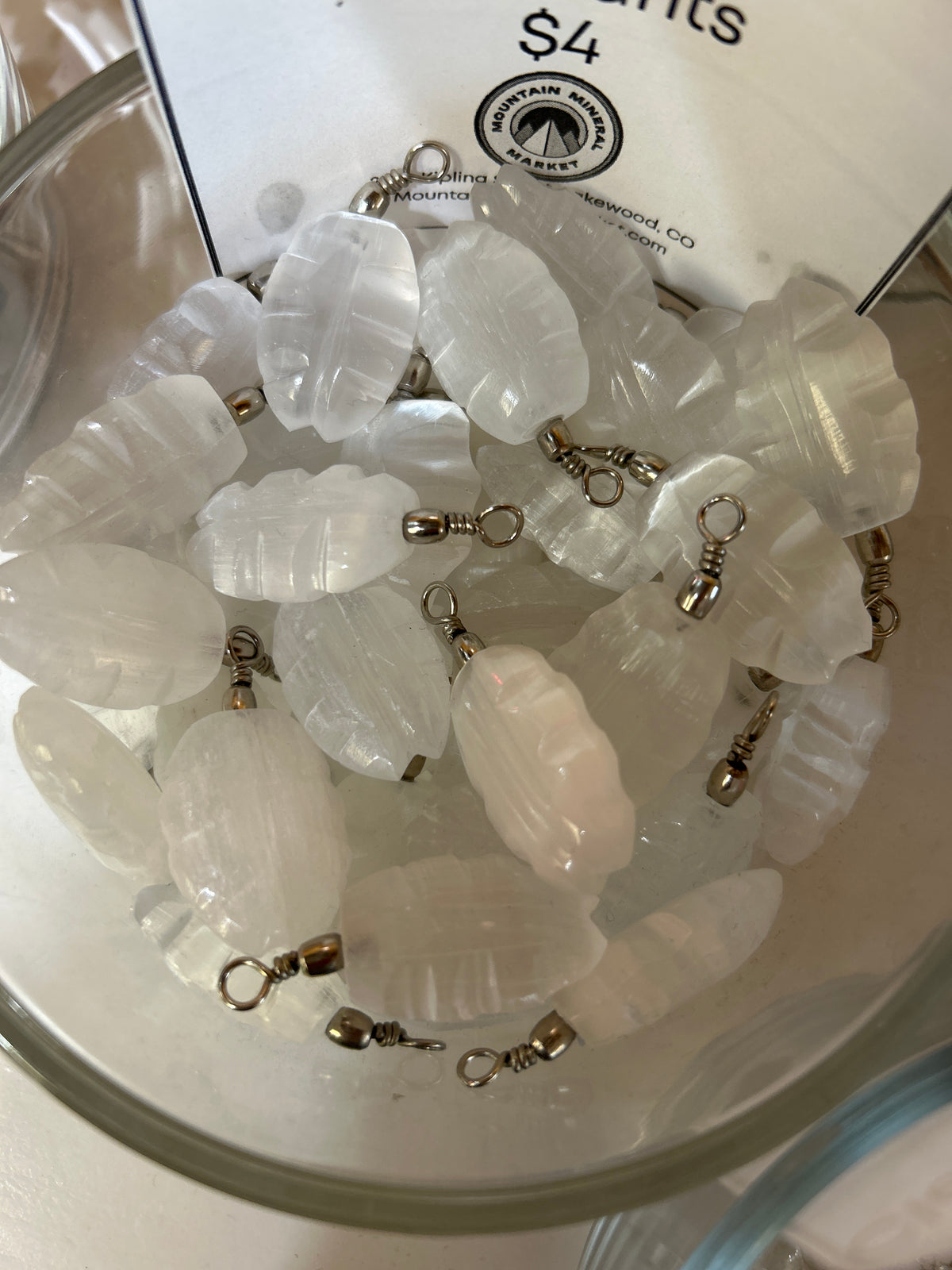 Selenite Leaf Pendant