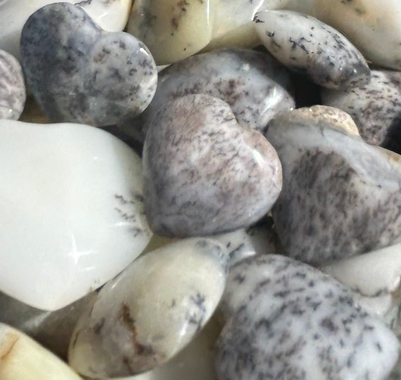 Dendritic Opal Hearts Small Mountain Mineral Market
