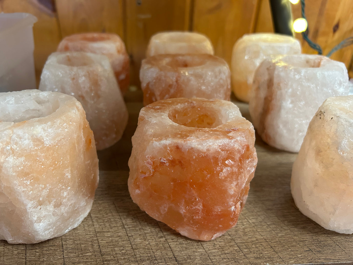 Pink Salt Candle Holder