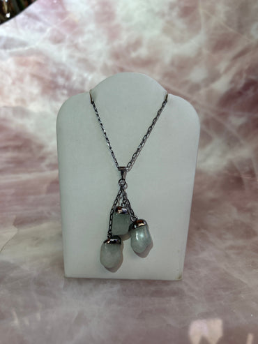 3 Tumbled Aquamarine Plated Long Necklace CWDM