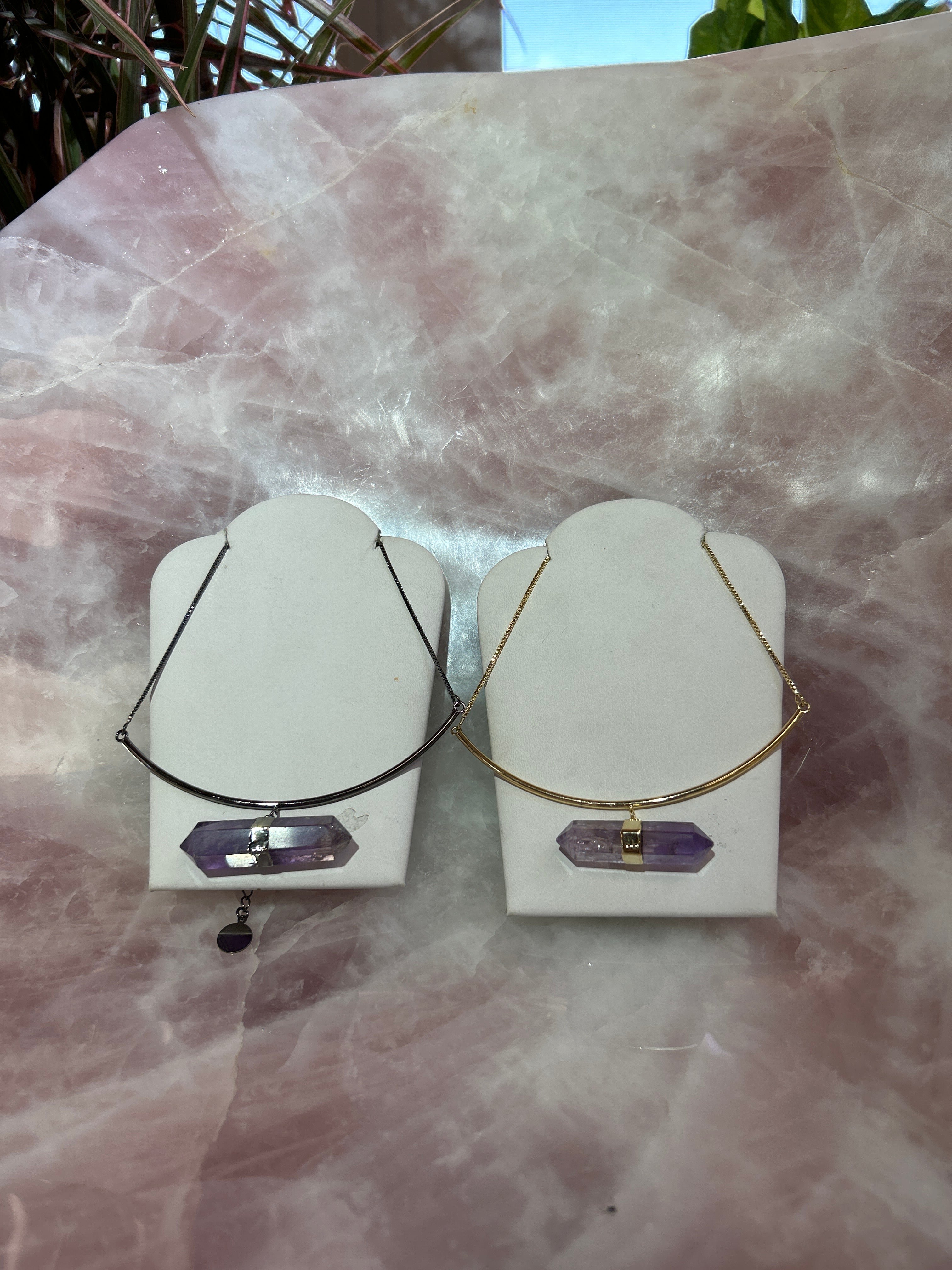 Amethyst Bar Plated Necklace CWDM