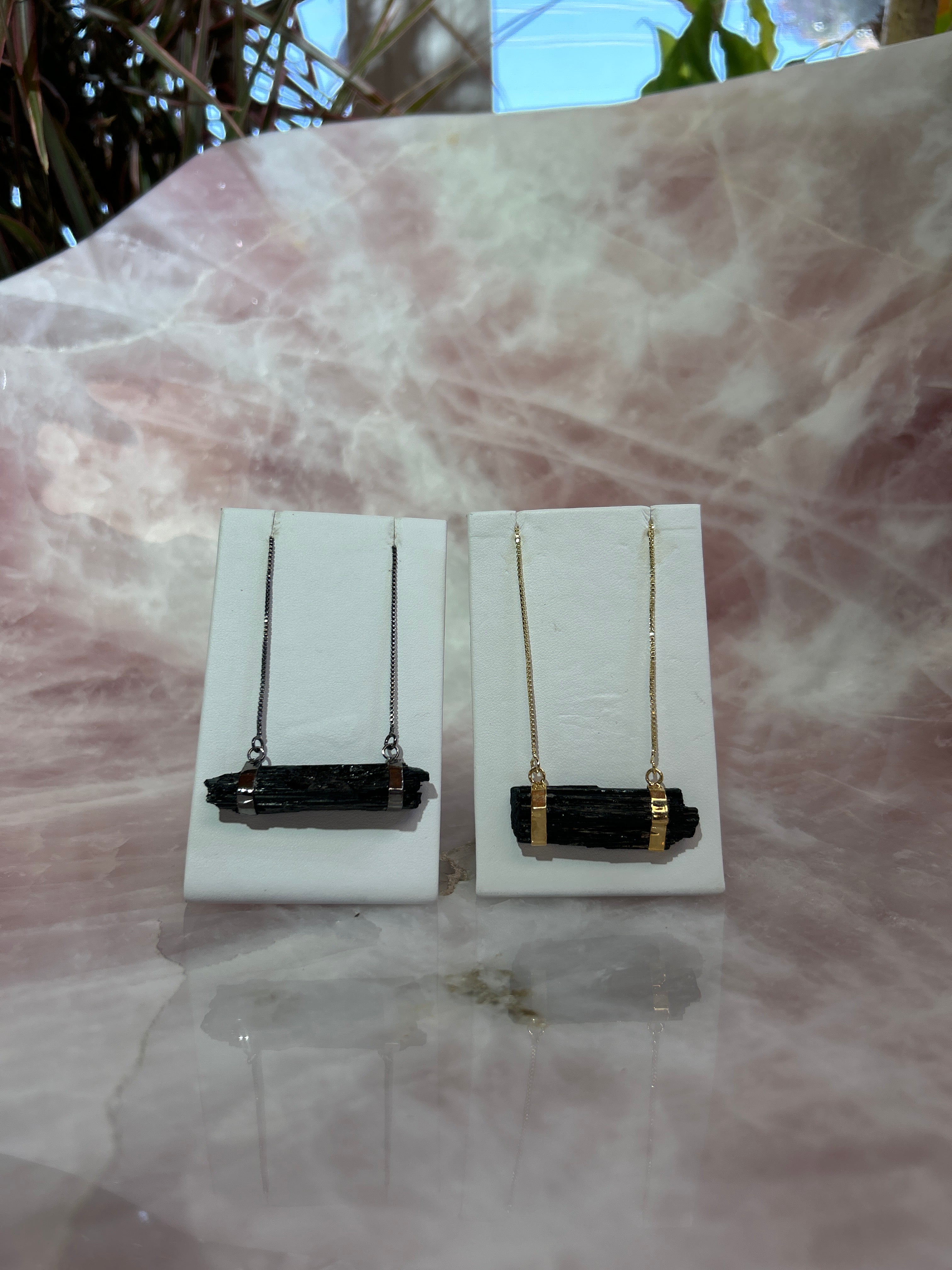 Black Tourmaline Plated Long Necklace CWDM