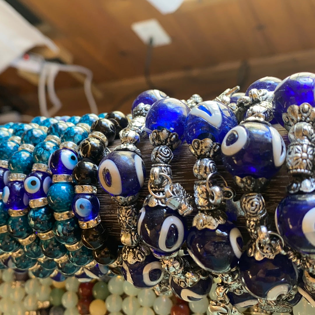 Evil eye bracelet glass beads MMM